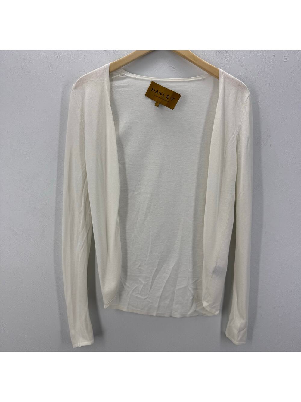 NWOT Hanley Mellon Open Cardigan White sz S Neutral Preppy Minimalist Old Money